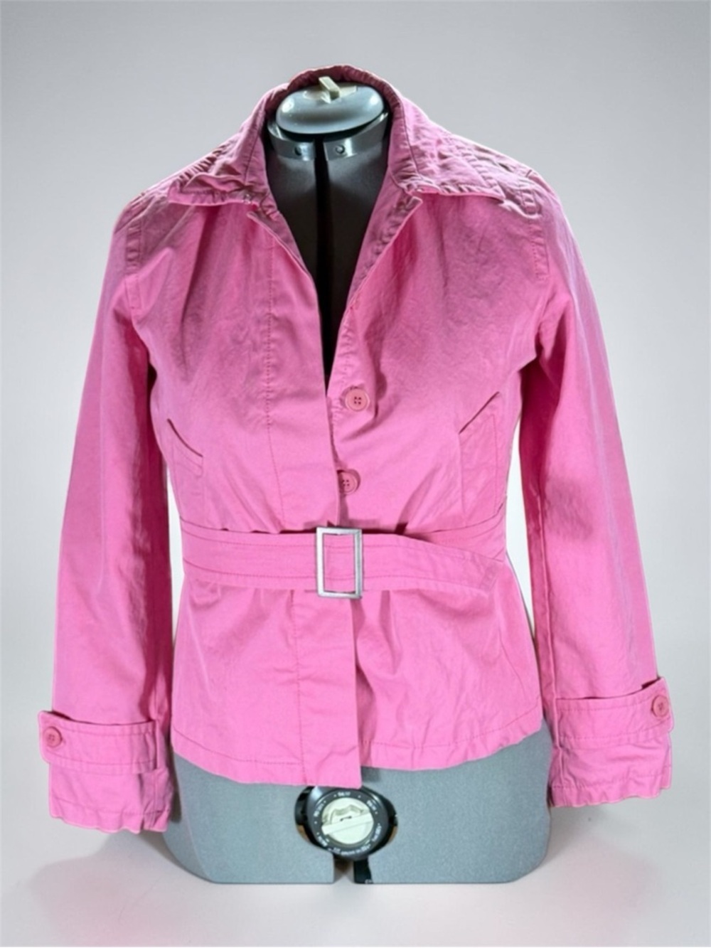 Weekend Max Mara Pink Cotton‎ Belted Blazer Jacket US 4 IT 38 — Stain See Desc